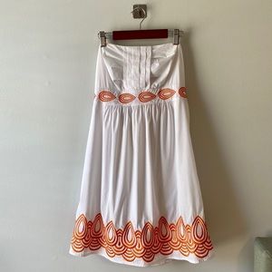 ⚡️Last Days! Minuet White/Orange Strapless Bustier Dress S